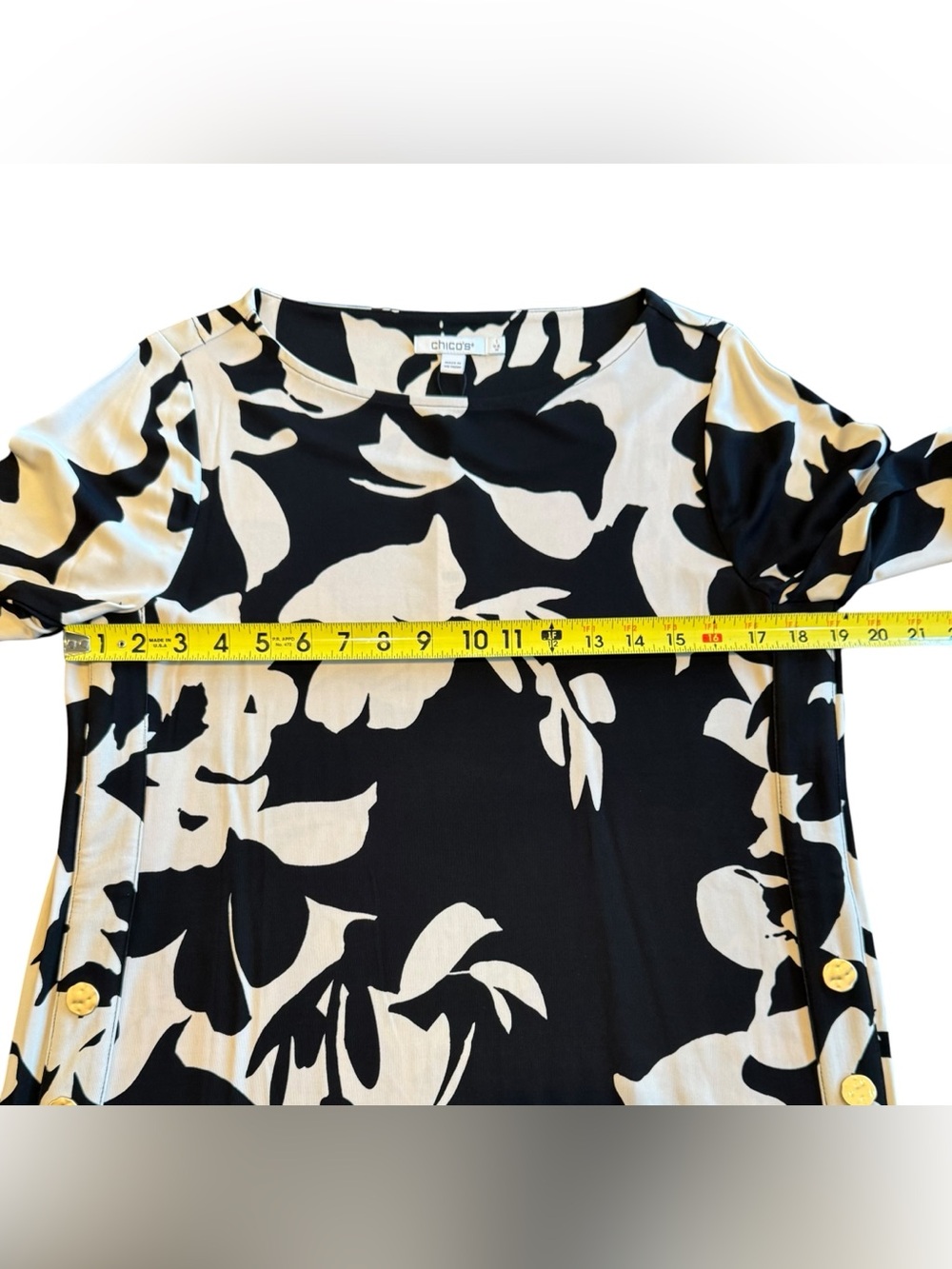 Chico's Black and Tan Floral Tunic NWT - Picture 8 of 12